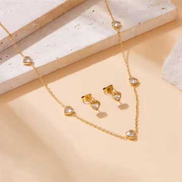 Diamond heart Earrings and Necklaces