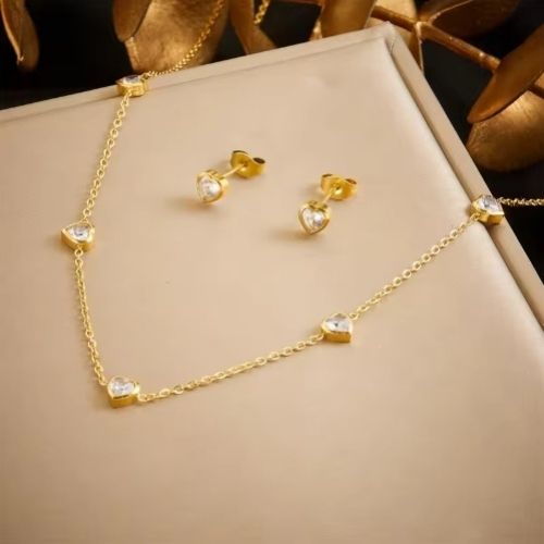 Diamond heart Earrings and Necklaces